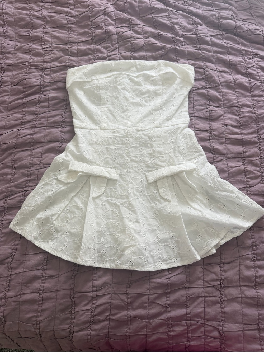 Altar'd State White Strapless Eyelet Peplum Dress